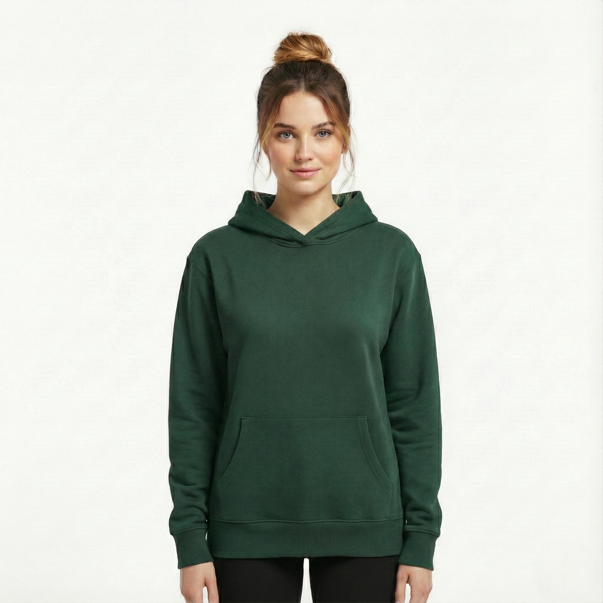 Women Oversized Solid Hoodie - Green