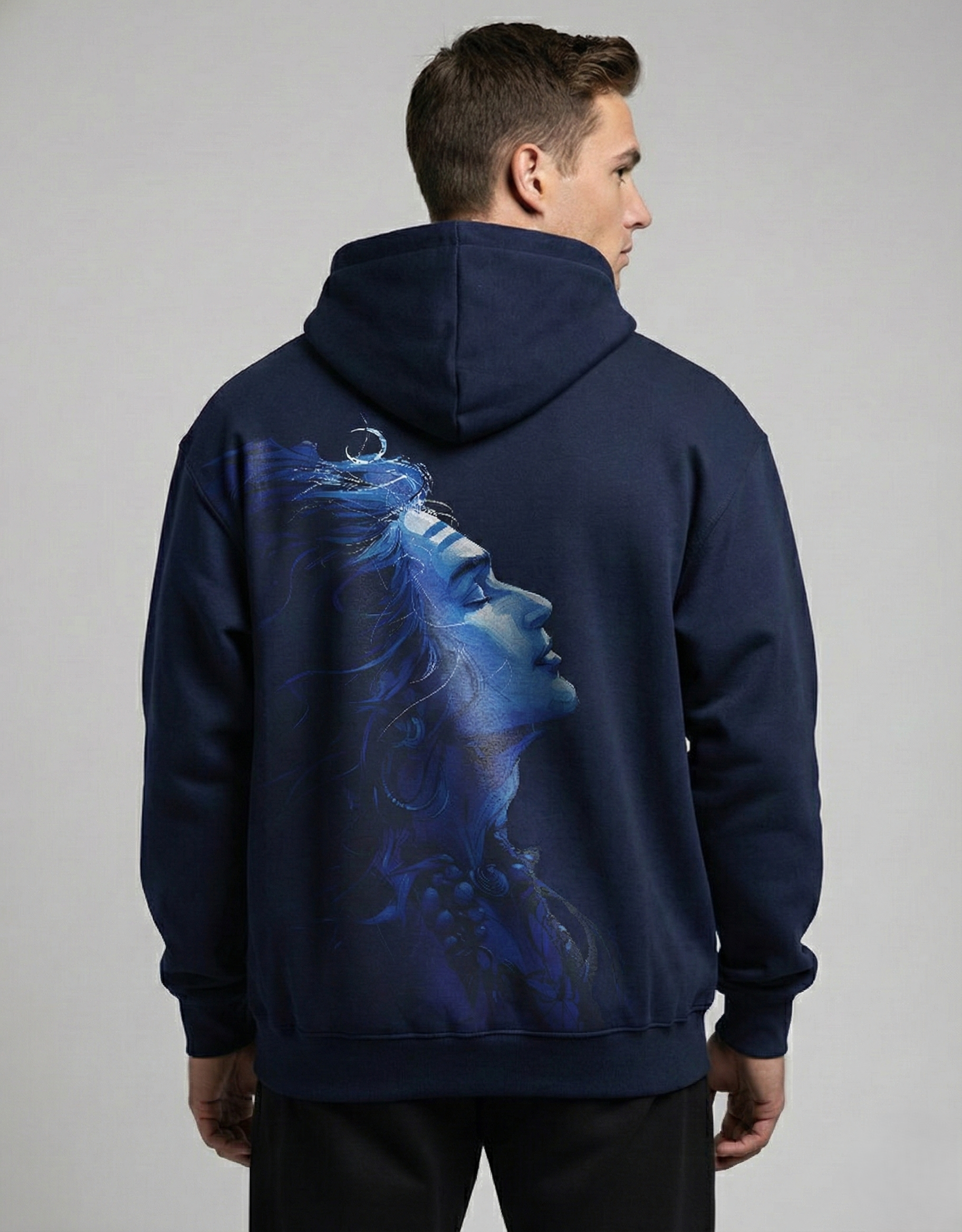 Men Blue Hoodie Shiva