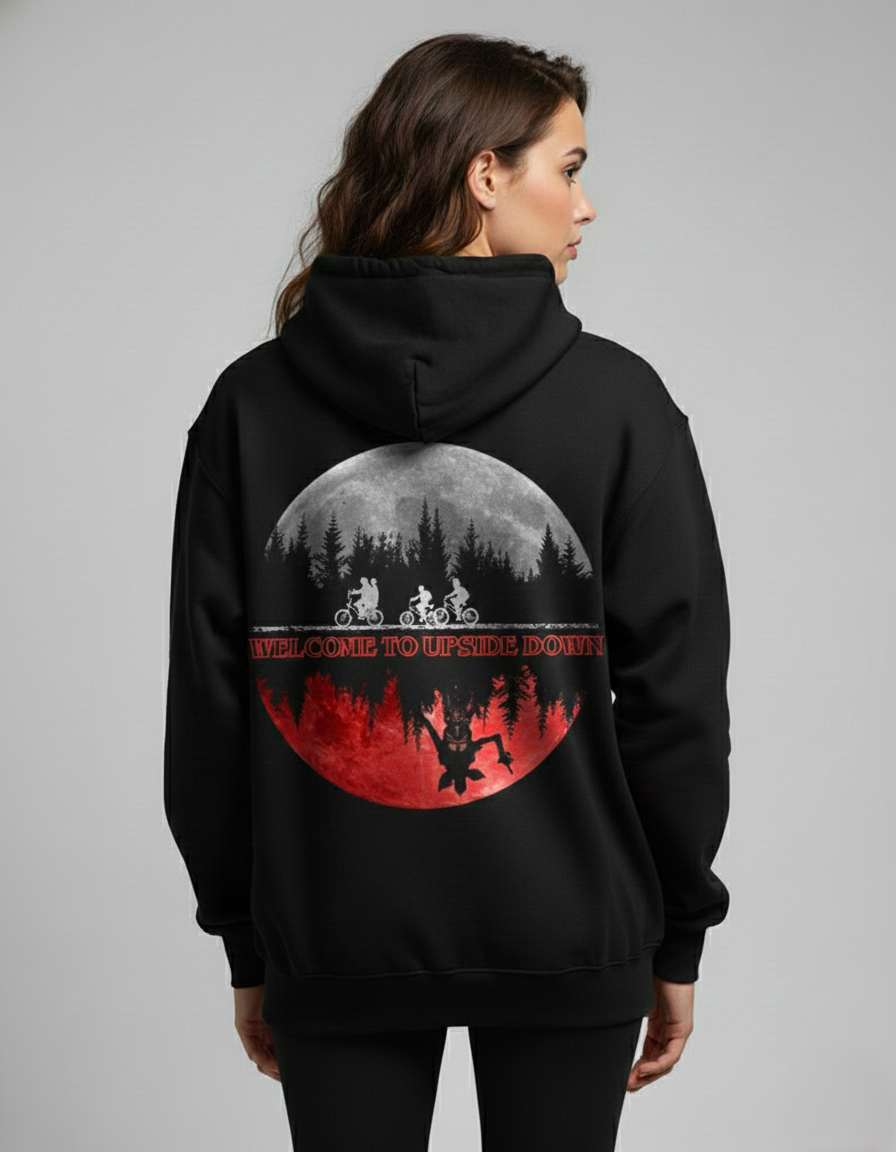 down female women hoodie stranger things back