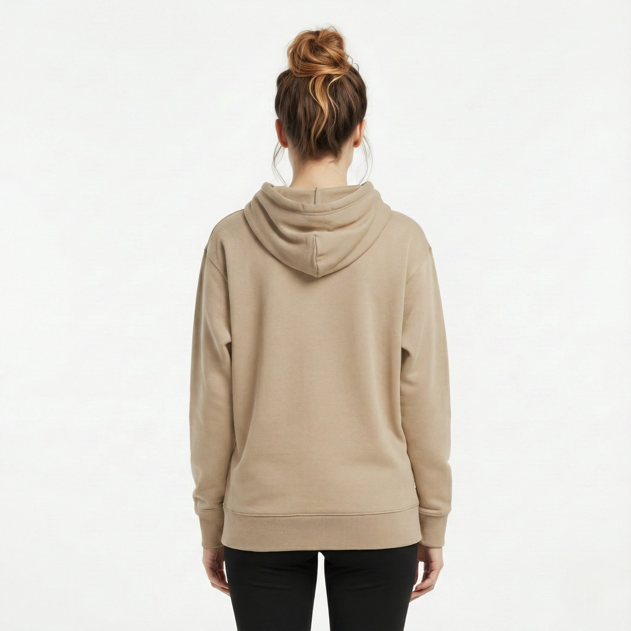 female back Women Beige Hoodie Back