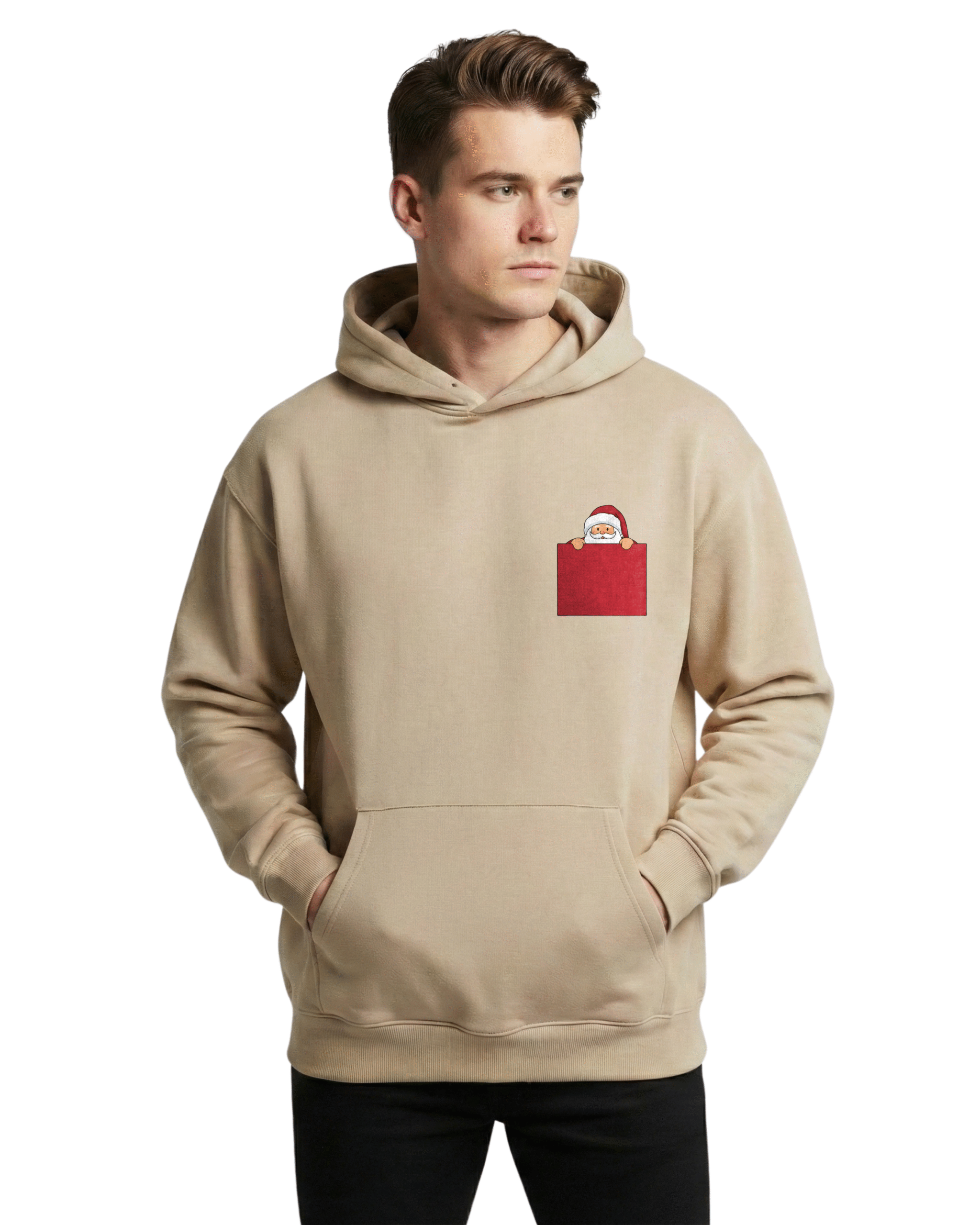 santa male Santa Hoodie Men beige